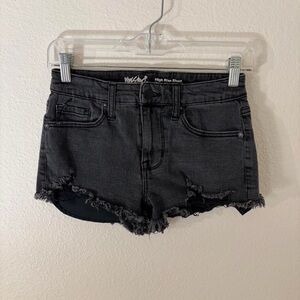 mossimo black high rise distressed denim shorts 0